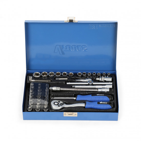VTOOLS 46-Piece 1/4 Drive Ratchet and Socket Set, Heavy-Duty